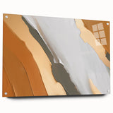 Abstract wall art canvas featuring vibrant colors of blue, orange, and yellow, showcasing bold geometric shapes and fluid lines, perfect for modern home decor.