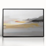 Colorful abstract wall art canvas print showcasing vibrant swirls of blue, orange, and yellow, perfect for modern home decor.