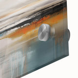 Abstract canvas art print showcasing vibrant colors and fluid patterns, ideal for modern home decor or office spaces. The artwork features swirling hues of blue, orange, and yellow, creating a dynamic visual experience that enhances any interior.