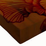 Abstract canvas print showcasing vibrant, swirling colors in shades of blue, orange, and yellow, ideal for modern home decor and artistic display.