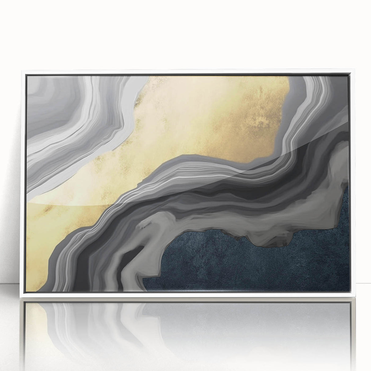Vibrant abstract wall art canvas print showcasing swirling blue and orange hues, perfect for modern home decor and artistic expression.