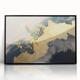 Abstract canvas artwork showcasing vibrant geometric patterns in bold colors of blue, orange, and yellow, perfect for modern home decor or art enthusiasts.