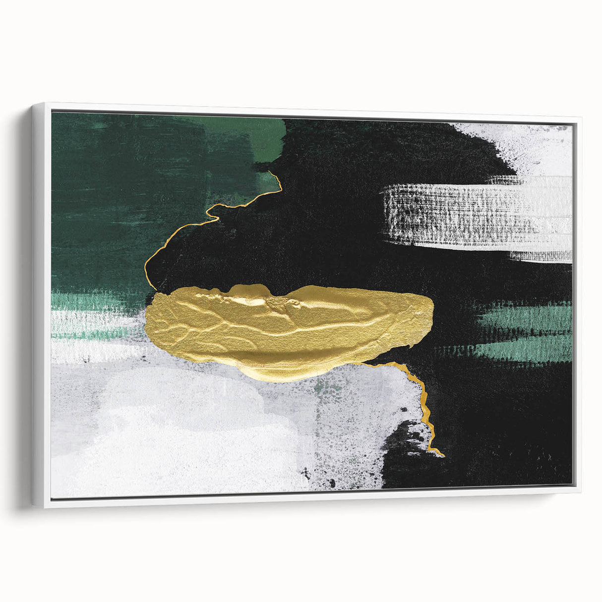 Abstract canvas artwork showcasing vibrant colors and dynamic shapes, perfect for modern decor. Textured surface enhances visual appeal.