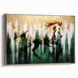 Abstract canvas art piece showcasing vibrant geometric patterns in bold colors, ideal for modern home decor. Packaged securely in a protective tube for delivery.