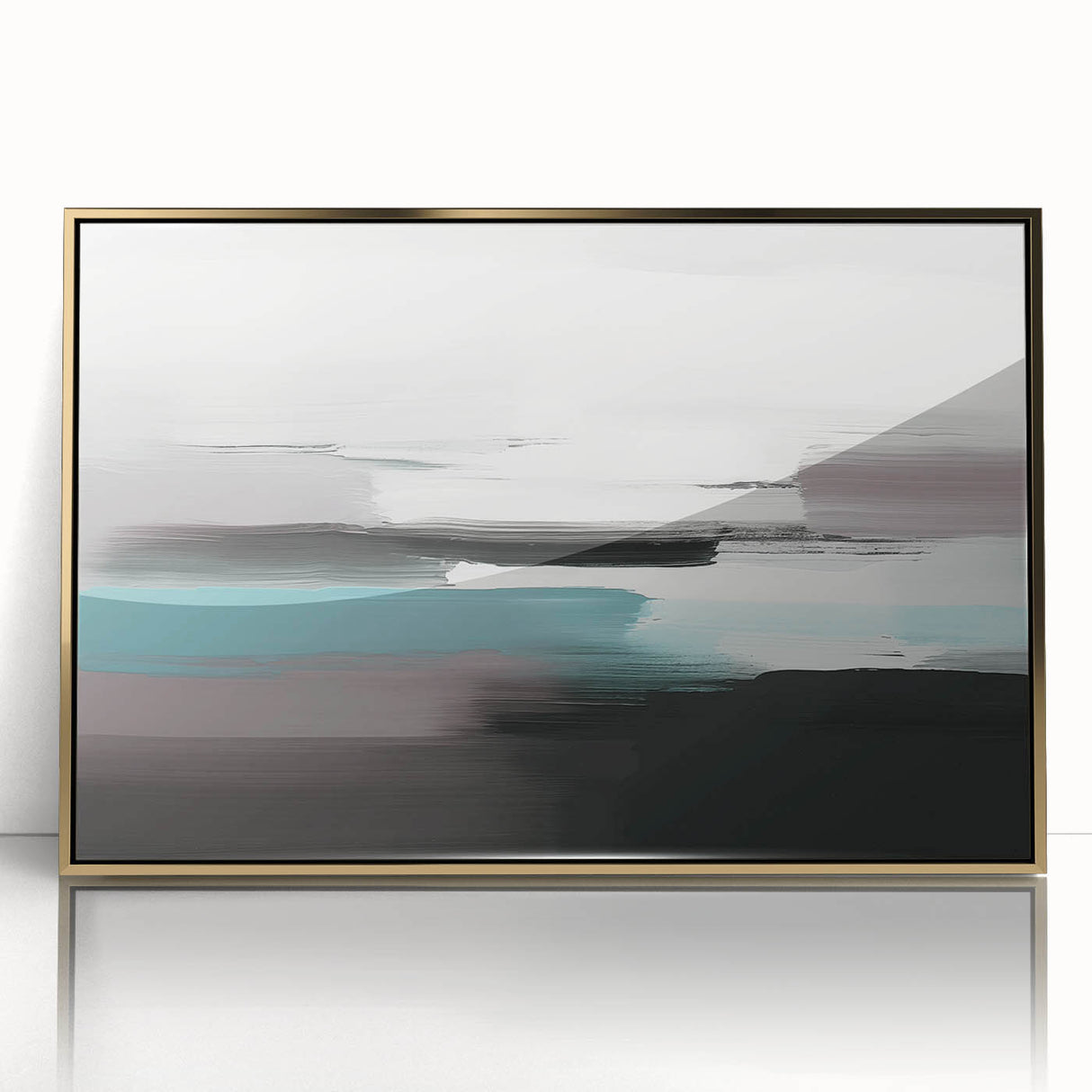 Vibrant abstract wall art canvas featuring bold geometric shapes in a mix of blue, orange, and yellow hues, ideal for modern home decor or office spaces.
