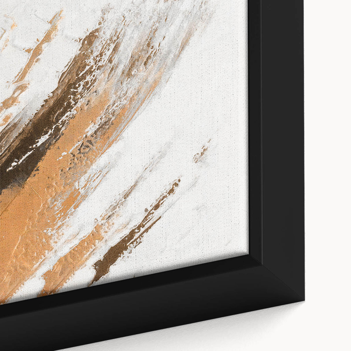 Abstract wall art print showcasing vibrant blue and orange swirling patterns on a textured canvas, ideal for modern home decor or gallery displays.
