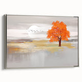Vibrant abstract wall art canvas print showcasing dynamic swirls of blue, orange, and yellow colors, perfect for modern home decor.