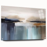 Abstract canvas art print showcasing vibrant swirling colors in shades of blue, orange, and yellow, perfect for modern home décor.