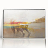 Abstract canvas artwork showcasing vibrant colors and dynamic shapes, perfect for modern decor. Ideal for enhancing living spaces or offices.