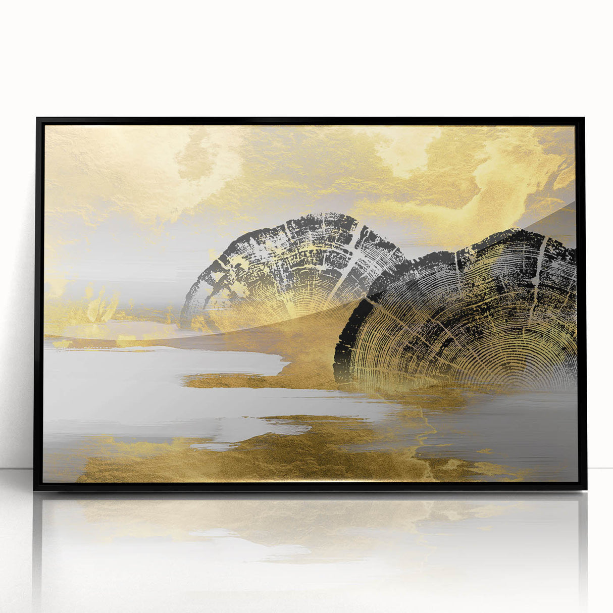 Abstract wall art canvas featuring vibrant geometric patterns in blue, orange, and yellow hues, perfect for contemporary home decor. Ideal for adding a modern touch to living spaces.