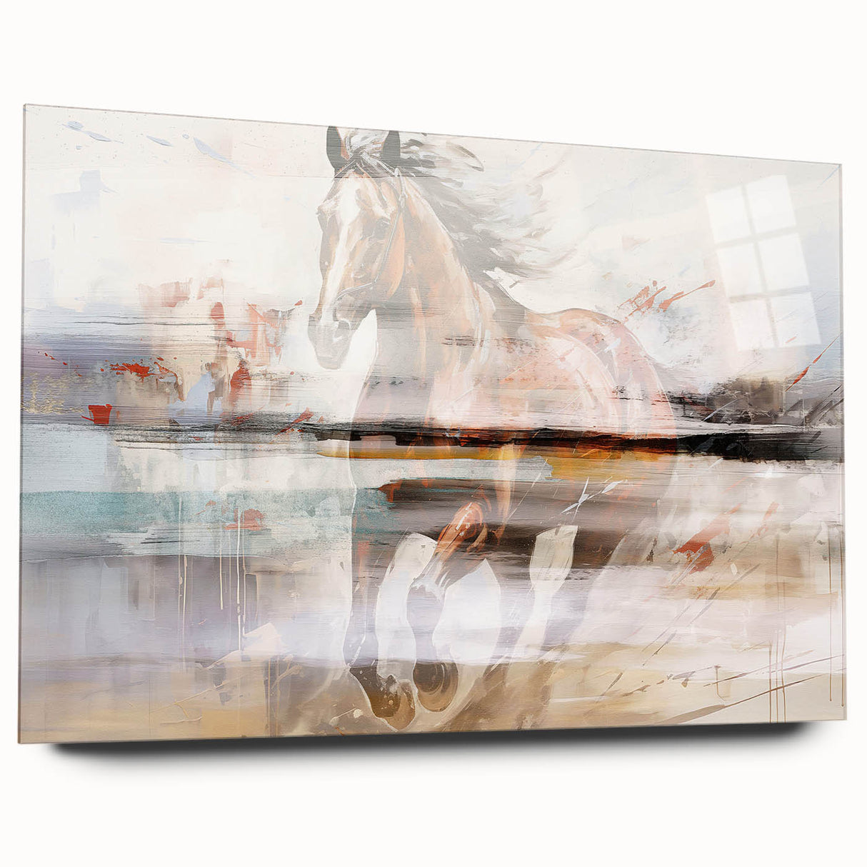 Abstract wall art canvas print showcasing vibrant colors and fluid shapes, perfect for modern decor, displayed in a stylish living space.