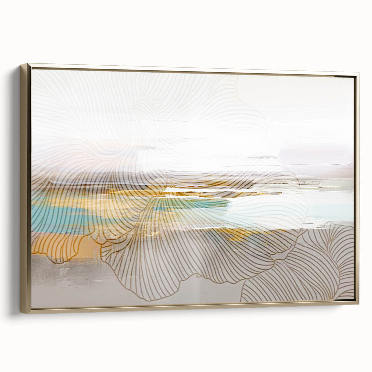 Abstract canvas artwork showcasing vibrant colors and fluid shapes, ideal for modern decor, displayed against a minimalist backdrop.