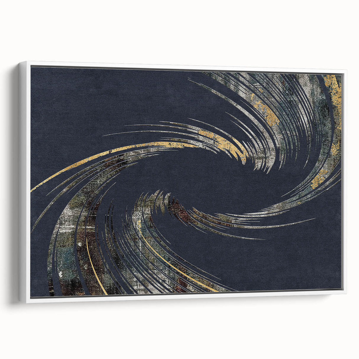 Colorful abstract canvas art print showcasing vibrant swirls of blue, orange, and yellow, perfect for modern home decor or artistic spaces.