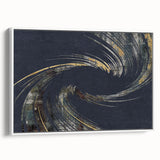 Colorful abstract canvas art print showcasing vibrant swirls of blue, orange, and yellow, perfect for modern home decor or artistic spaces.