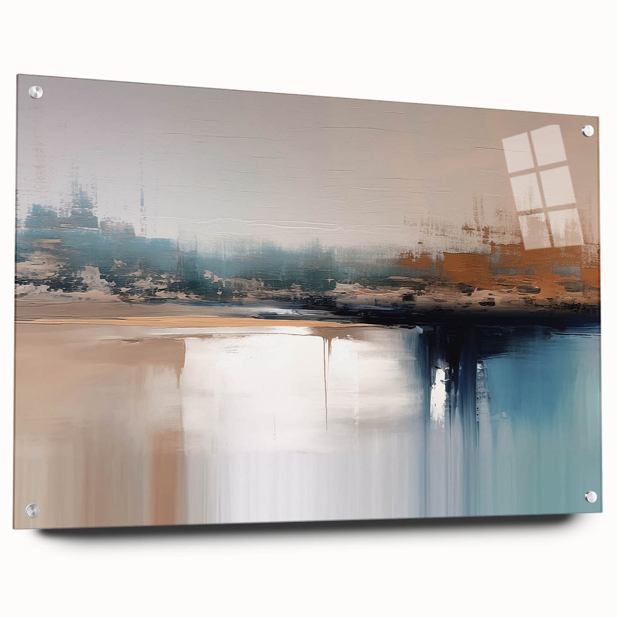 Colorful abstract wall art canvas print showcasing vibrant swirls of blue, orange, and yellow, perfect for modern home decor or office spaces.