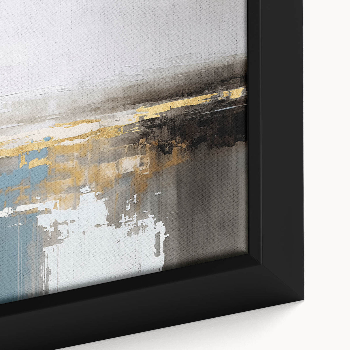 Vibrant abstract wall art canvas showcasing dynamic shapes and colors in blues and oranges, perfect for adding artistic flair to modern home decor.