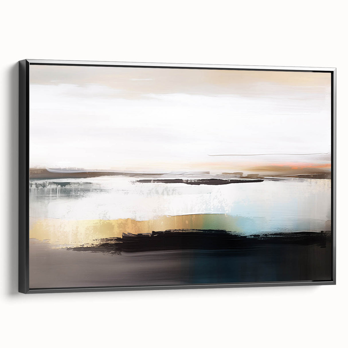 Colorful abstract wall art canvas print showcasing vibrant geometric shapes in blues, oranges, and yellows, ideal for modern decor.