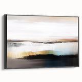 Colorful abstract wall art canvas print showcasing vibrant geometric shapes in blues, oranges, and yellows, ideal for modern decor.