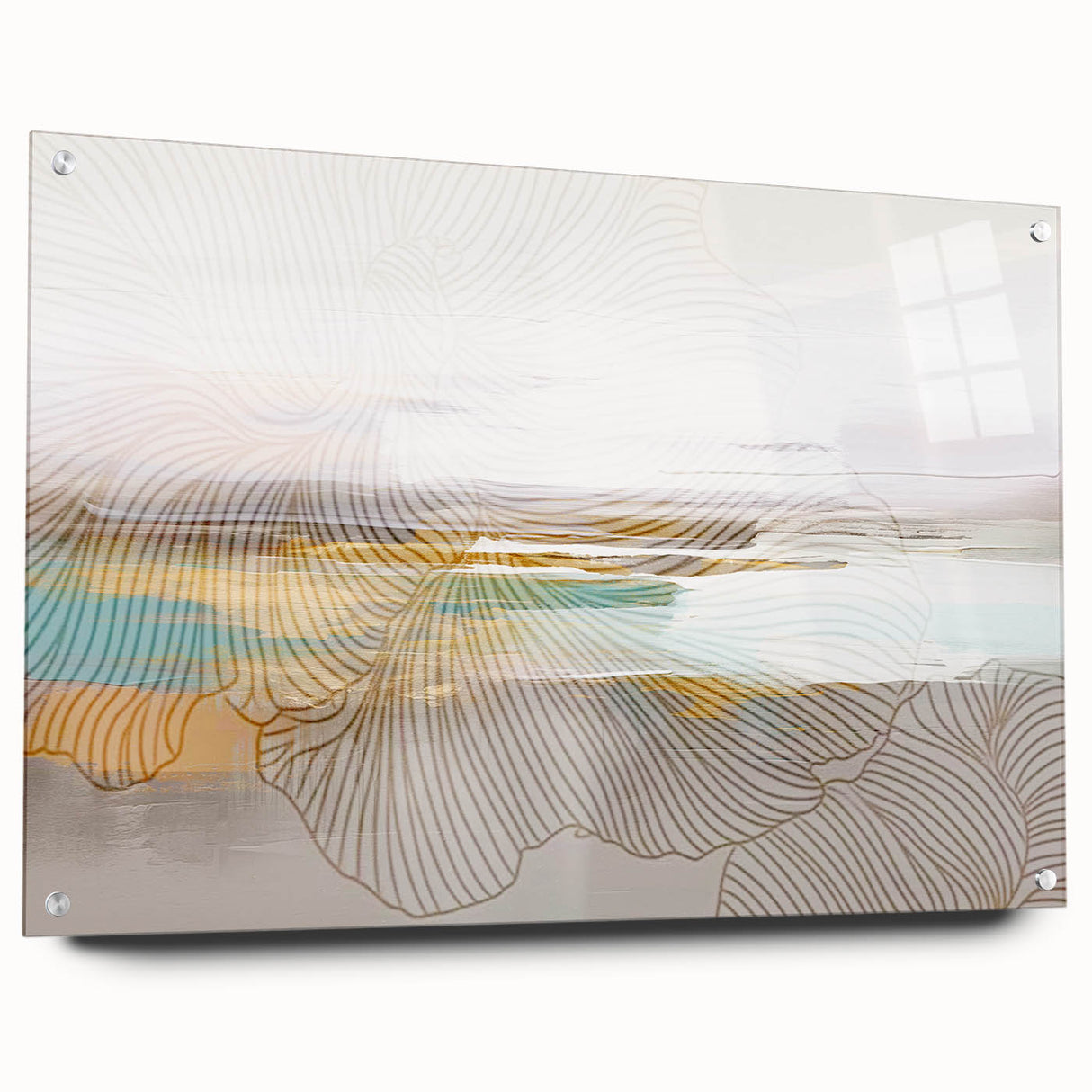 Colorful abstract canvas art print showcasing vibrant swirls of blue, orange, and yellow, ideal for modern home decor or art enthusiasts.