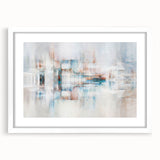 Colorful abstract canvas artwork featuring swirling patterns in vibrant hues of blue, orange, and yellow, perfect for modern home decor.