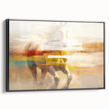 Abstract canvas art print displaying vibrant colors and dynamic shapes, ideal for modern decor, emphasizing creativity and artistic expression.