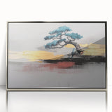 Abstract canvas artwork showcasing vibrant colors and dynamic shapes, perfect for modern decor, presented in a protective cardboard tube.