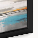Colorful abstract canvas artwork showcasing vibrant swirls of blue, orange, and yellow, ideal for modern home decor or artistic statement pieces.