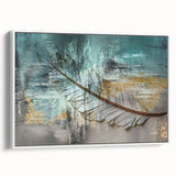 Colorful abstract wall art canvas print showcasing vibrant swirls of blue, orange, and yellow, perfect for modern home decor.