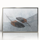 Abstract canvas artwork showcasing vibrant swirls of blue, orange, and yellow, perfect for modern home decor or gallery display.