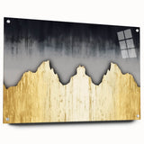 Abstract canvas artwork showcasing vibrant colors and dynamic shapes, perfect for modern home decor. The piece features a blend of blues, oranges, and yellows, evoking a sense of energy and creativity.