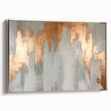 Geometric Strokes and Lines Abstract Art with Wood Rings on Canvas