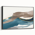 Colorful abstract canvas art showcasing vibrant swirls and geometric shapes in blue, orange, and yellow tones, perfect for modern decor.