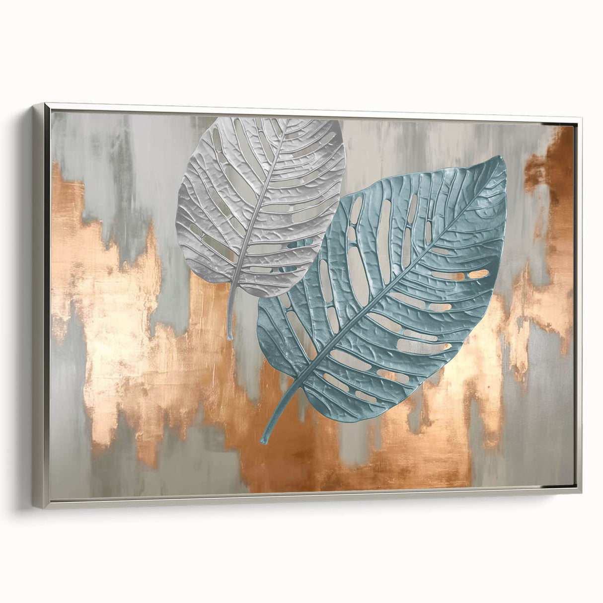 Modern Strokes and Lines Abstract Art with Feather Motif on Canvas