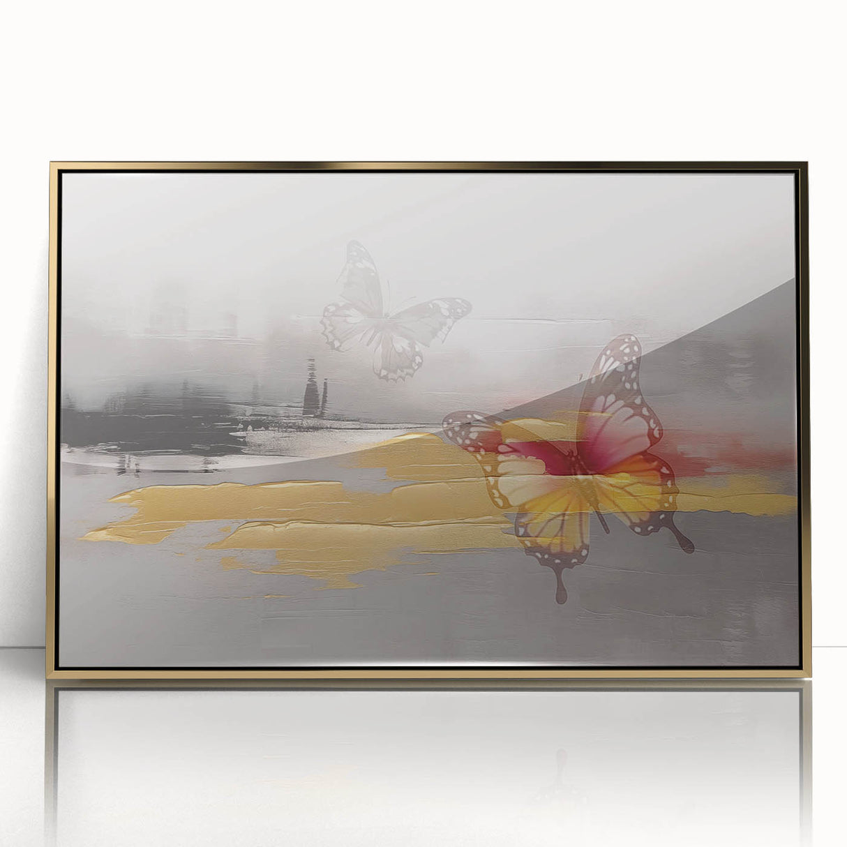 Abstract wall art canvas featuring vibrant, swirling colors of blue, orange, and yellow, designed to evoke a sense of movement and creativity, ideal for modern home decor.