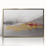 Abstract wall art canvas featuring vibrant, swirling colors of blue, orange, and yellow, designed to evoke a sense of movement and creativity, ideal for modern home decor.