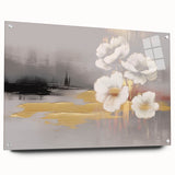 Abstract geometric canvas artwork showcasing vibrant colors of blue, orange, and yellow, designed to enhance modern home decor. Perfect for living rooms or offices.