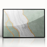 Abstract wall art print showcasing vibrant colors and geometric shapes, perfect for modern home decor, presented in a protective packaging.