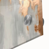 Geometric Strokes and Lines Abstract Art with Wood Rings on Canvas