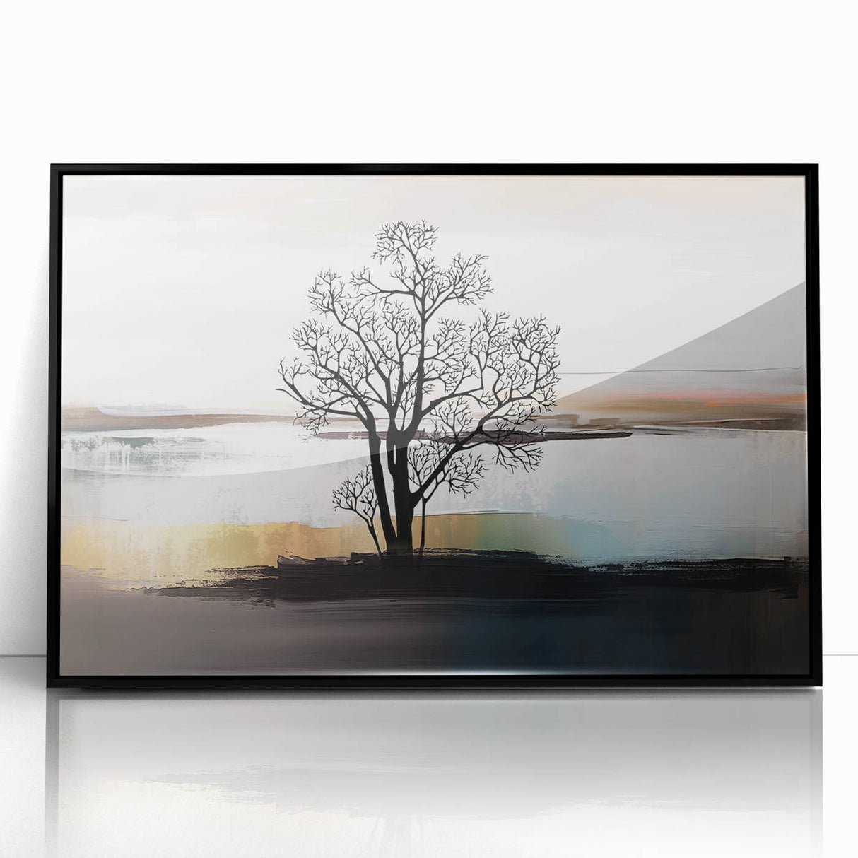 Abstract wall art canvas print showcasing vibrant colors and fluid shapes, perfect for modern home decor, displayed in a sleek frame.