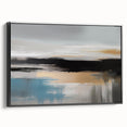 Abstract wall art canvas print showcasing vibrant blue and orange geometric patterns, perfect for modern home decor, displayed against a neutral background.