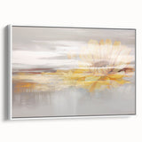 Colorful abstract canvas art print showcasing vibrant swirling patterns in shades of blue, orange, and yellow, ideal for modern decor.