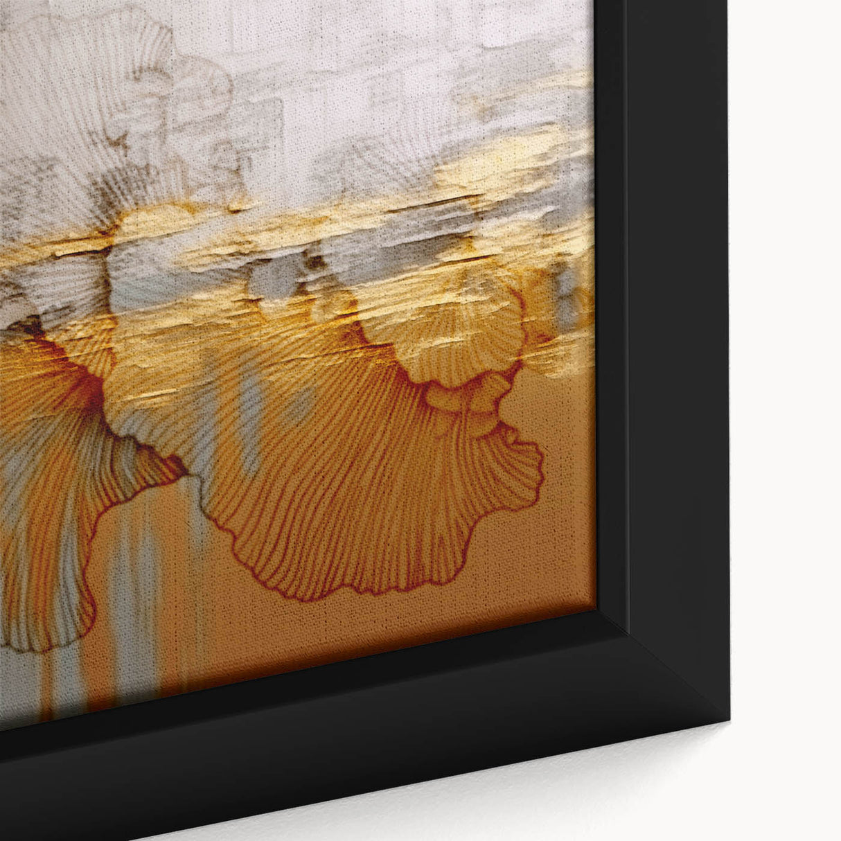 Abstract wall art canvas print showcasing vibrant colors and fluid shapes, perfect for modern decor. Textured finish accentuates artistic details.