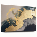 Abstract canvas art print featuring vibrant colors and dynamic shapes, ideal for modern home decor. The artwork showcases a blend of bold blue, orange, and yellow hues, adding a contemporary touch to any living space.