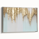 Vibrant rolled canvas showcasing abstract geometric patterns in bold colors, designed for contemporary decor, securely packaged in a durable cardboard tube.
