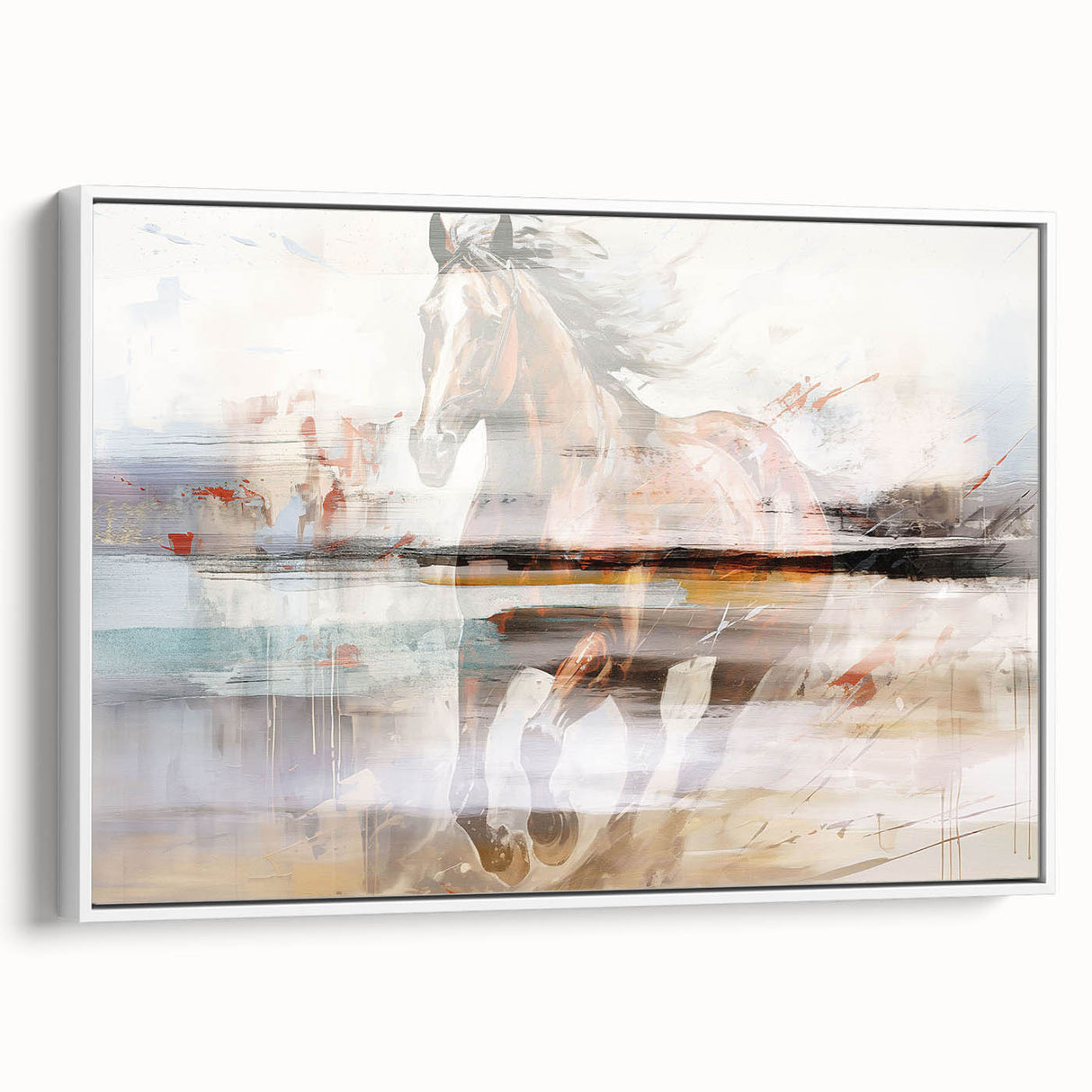 Colorful abstract canvas art print showcasing vibrant swirls of blue, orange, and yellow hues, perfect for modern home decor.