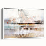 Colorful abstract canvas art print showcasing vibrant swirls of blue, orange, and yellow hues, perfect for modern home decor.