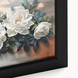 Abstract wall art canvas featuring vibrant blue and orange geometric shapes, showcasing a modern design aesthetic, perfect for contemporary home decor.