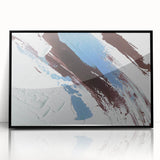 Colorful abstract canvas art showcasing vibrant swirls of blue, orange, and yellow, perfect for modern home decor and artistic expression.