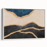 Colorful abstract canvas art print showcasing vibrant swirls of blue, orange, and yellow, ideal for modern home decor and artistic spaces.