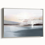 Abstract wall art canvas print showcasing vibrant swirls of blue, orange, and yellow, perfect for modern home decor or artistic accent pieces.